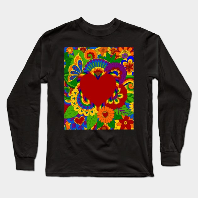 Rainbow Love and Flowers Long Sleeve T-Shirt by AlondraHanley